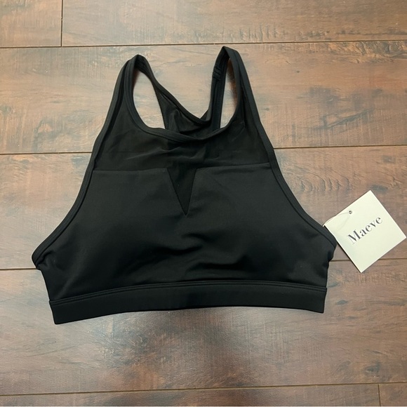 FLEO Maeve Sports Bra Light Support Black Mesh High Neck Racerback Size XS NWT - Picture 6 of 10
